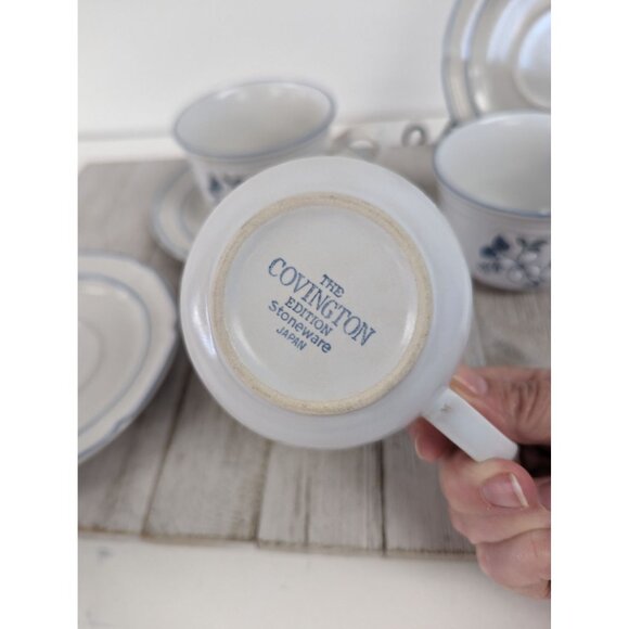 Set of 3 Covington Stoneware Avondale Cups & 3 Saucers Tea Coffee - Picture 6 of 9
